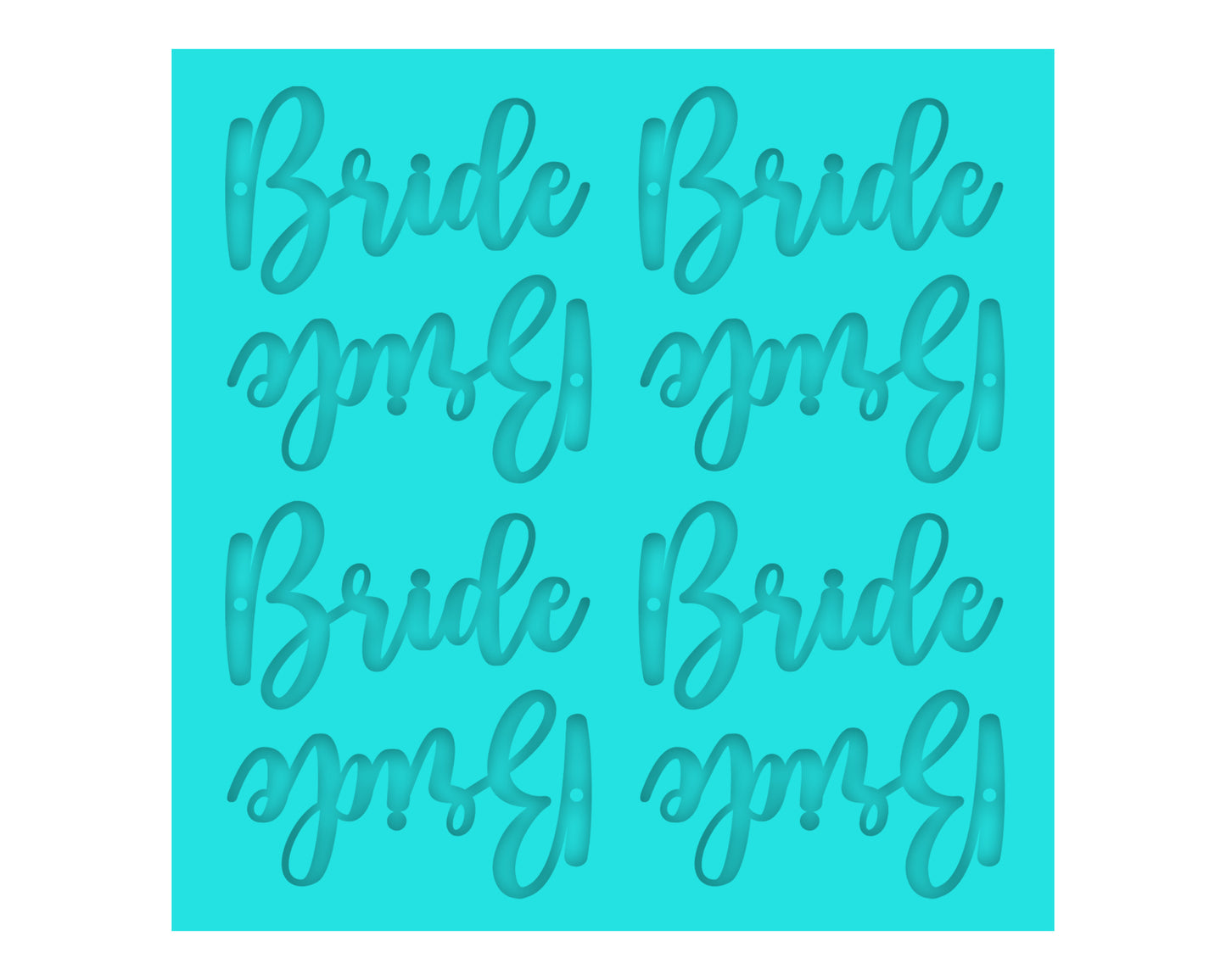 a blue background with the words bride and groom in cursive font