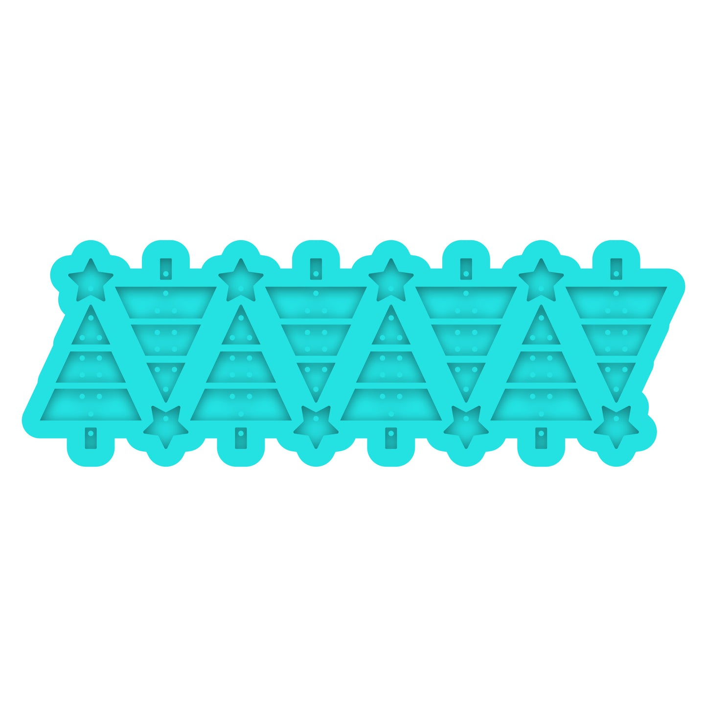 a set of three cookie cutters shaped like trees