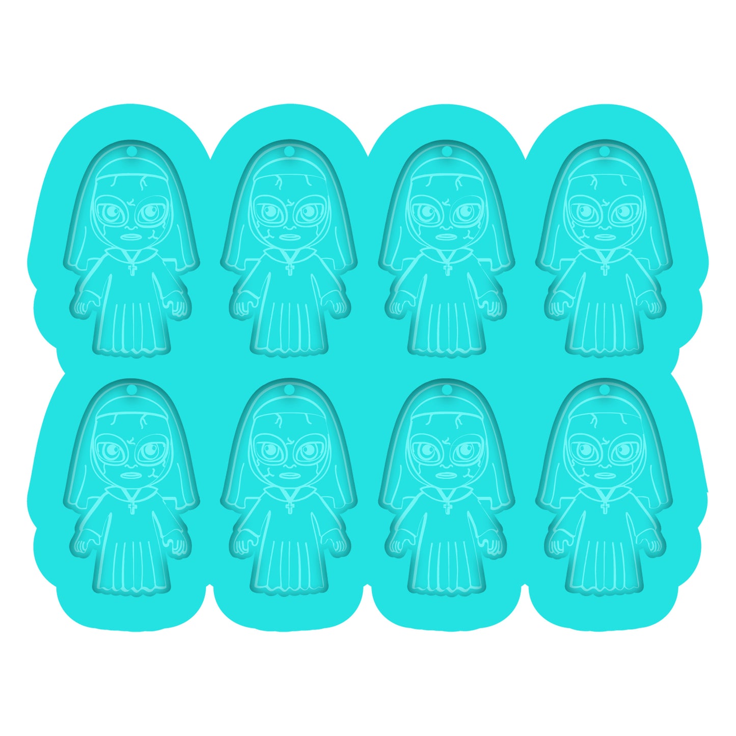 a set of six rubber molds of a cartoon character