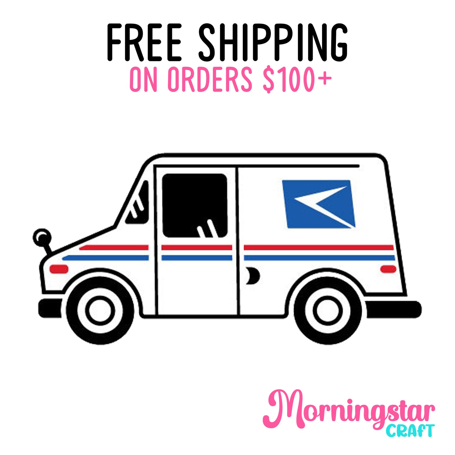 a free shipping van with an envelope on it