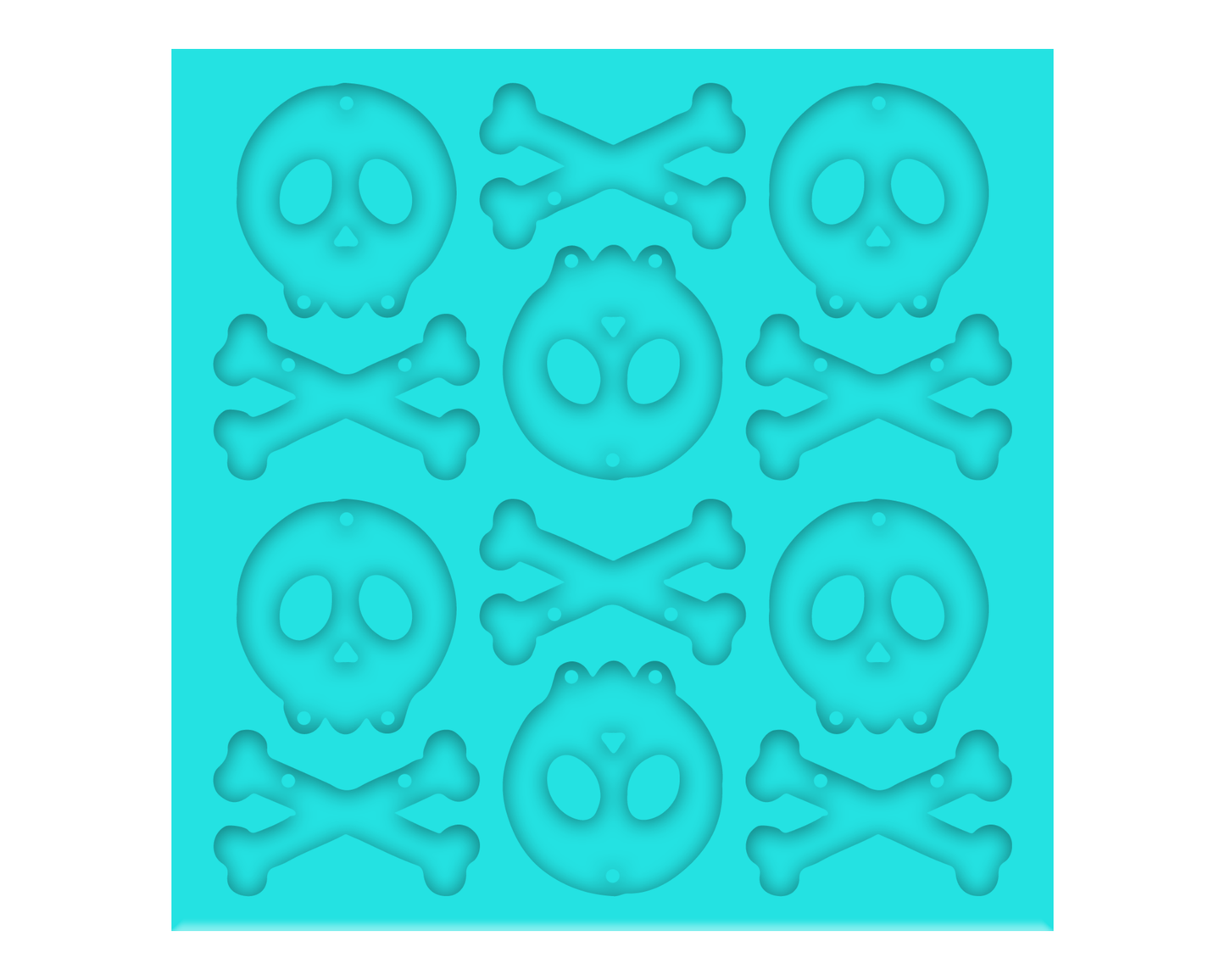 Halloween Skull & Cross Bones Dangle Earring Silicone Mold