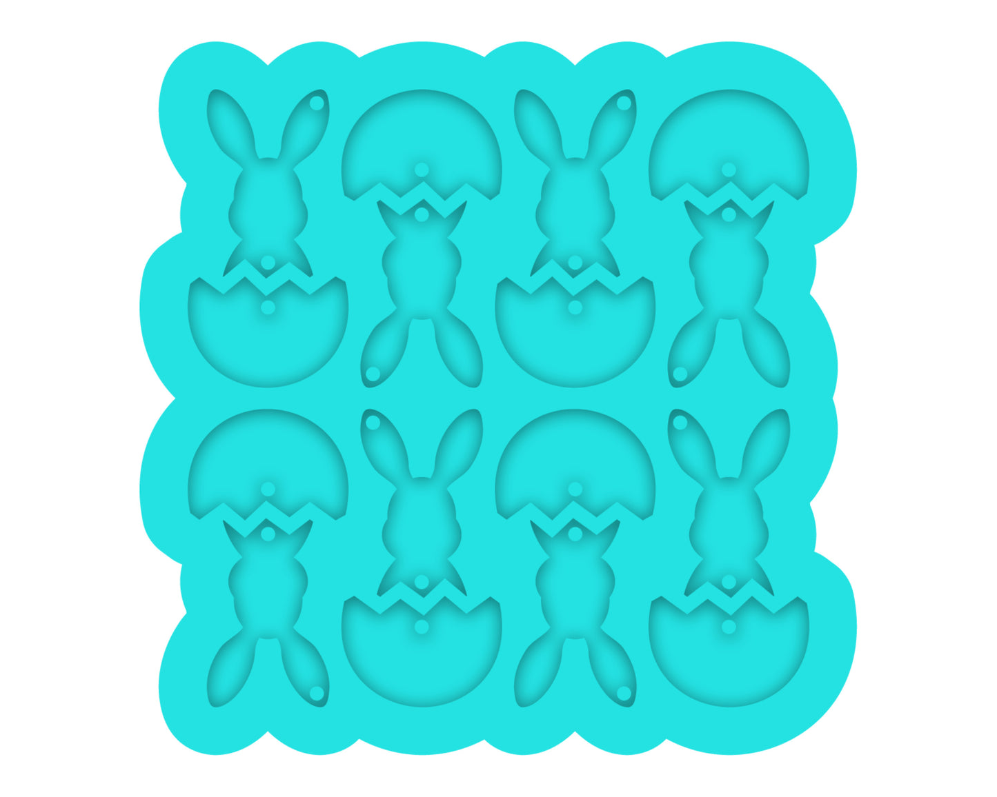 a cookie sheet with a bunch of bunnies on it