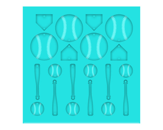 Baseball Home Plate & Bat Dangle Earring Silicone Mold