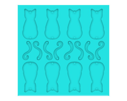 Cat Body & Tail Dangle Earring Silicone Mold