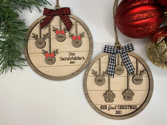 Personalized Reindeer Family Christmas Ornament