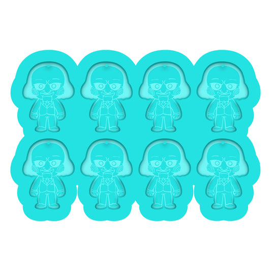 a set of six cartoon character shaped ice trays