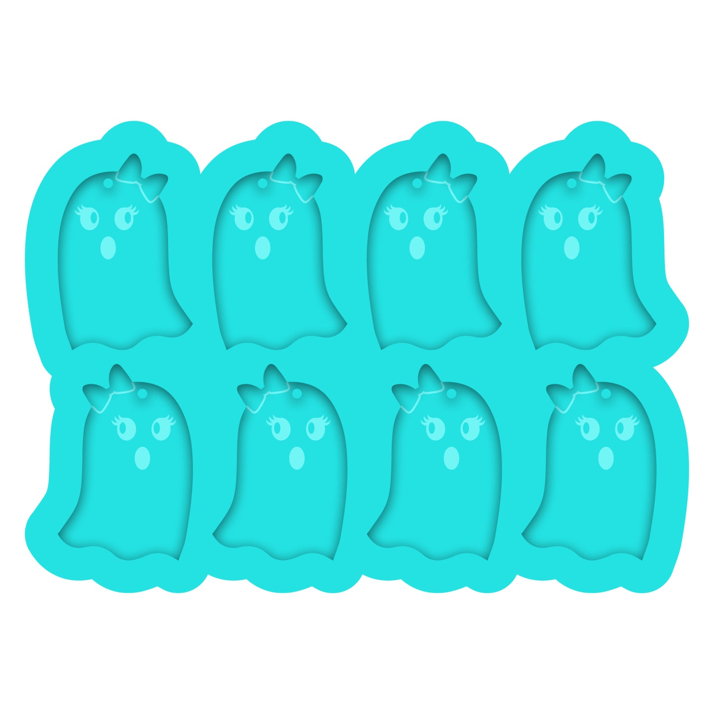 a set of six cookie cutters shaped like a ghost