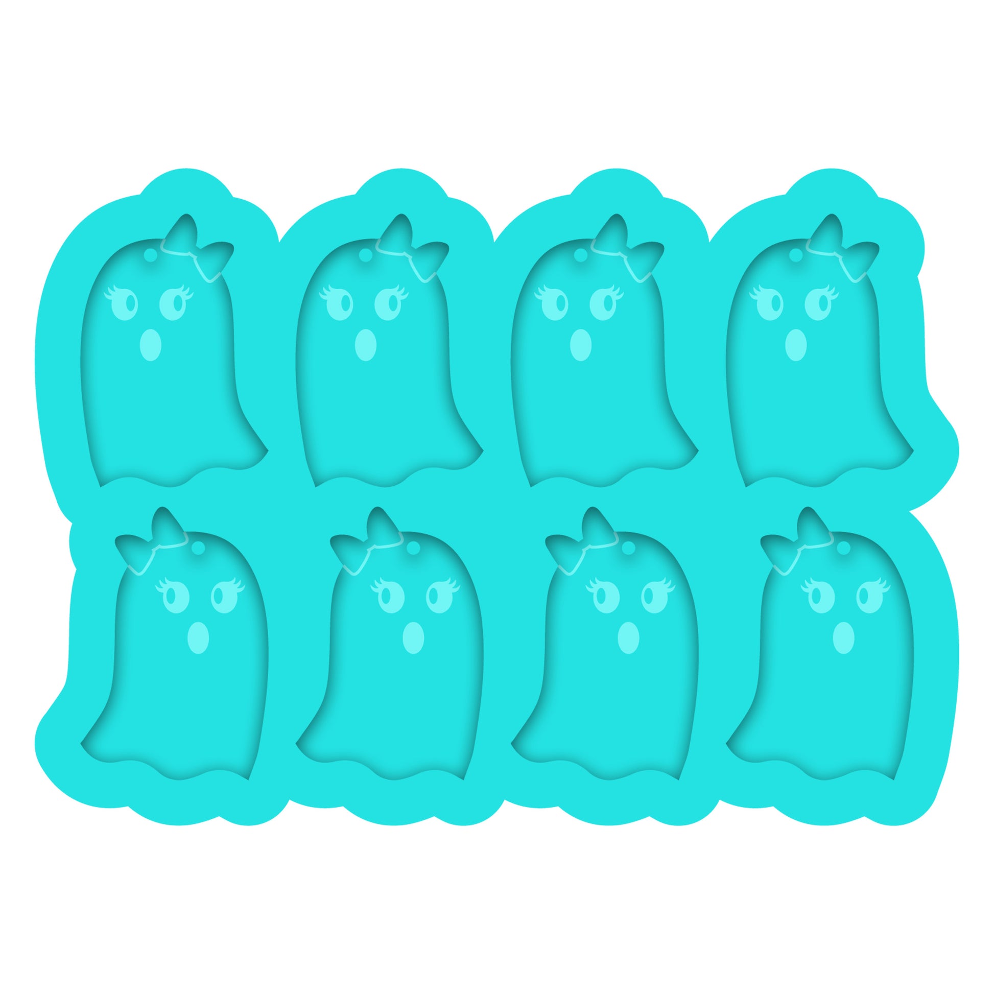 a set of six cookie cutters shaped like a ghost