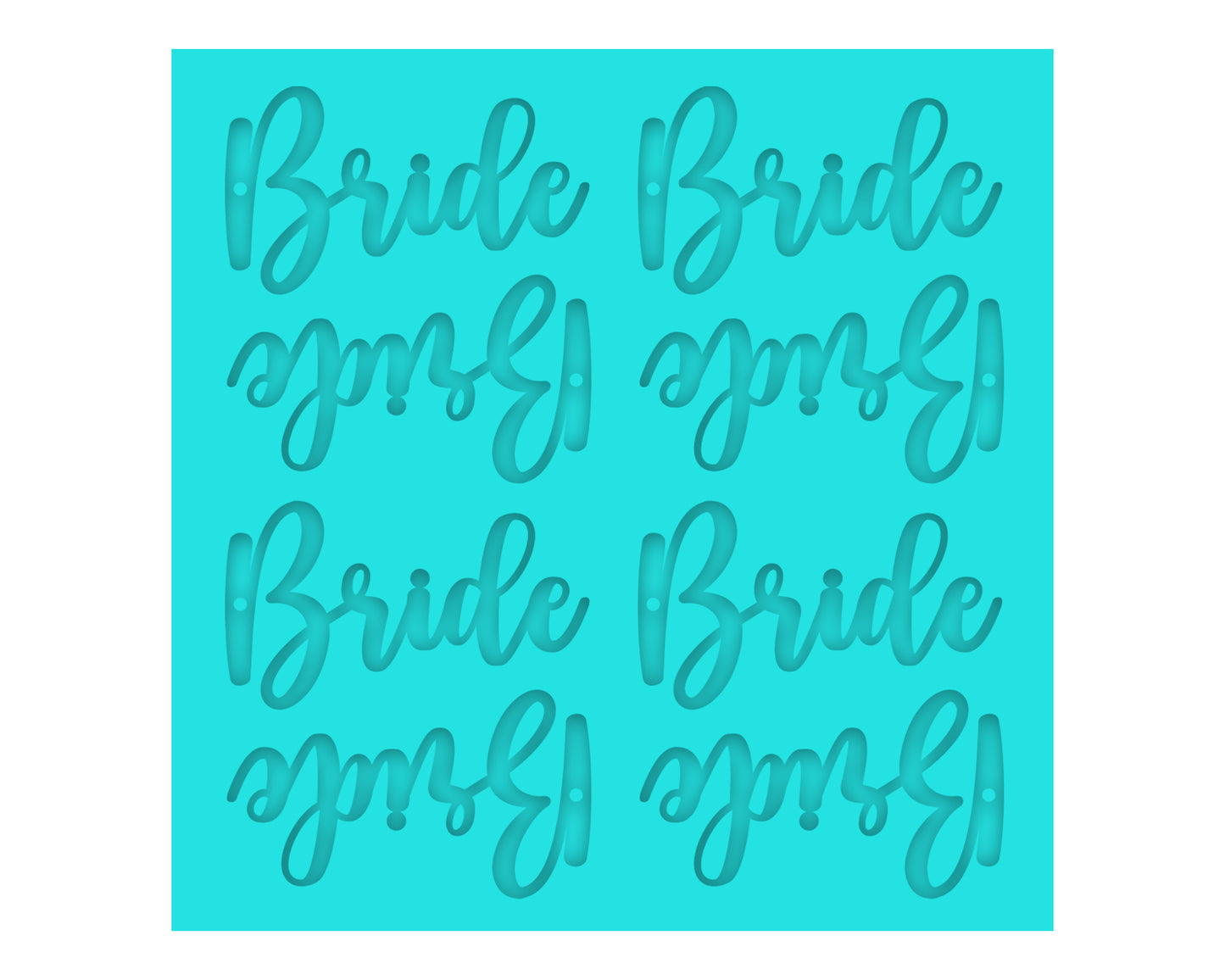 a blue background with the words bride and groom in cursive font
