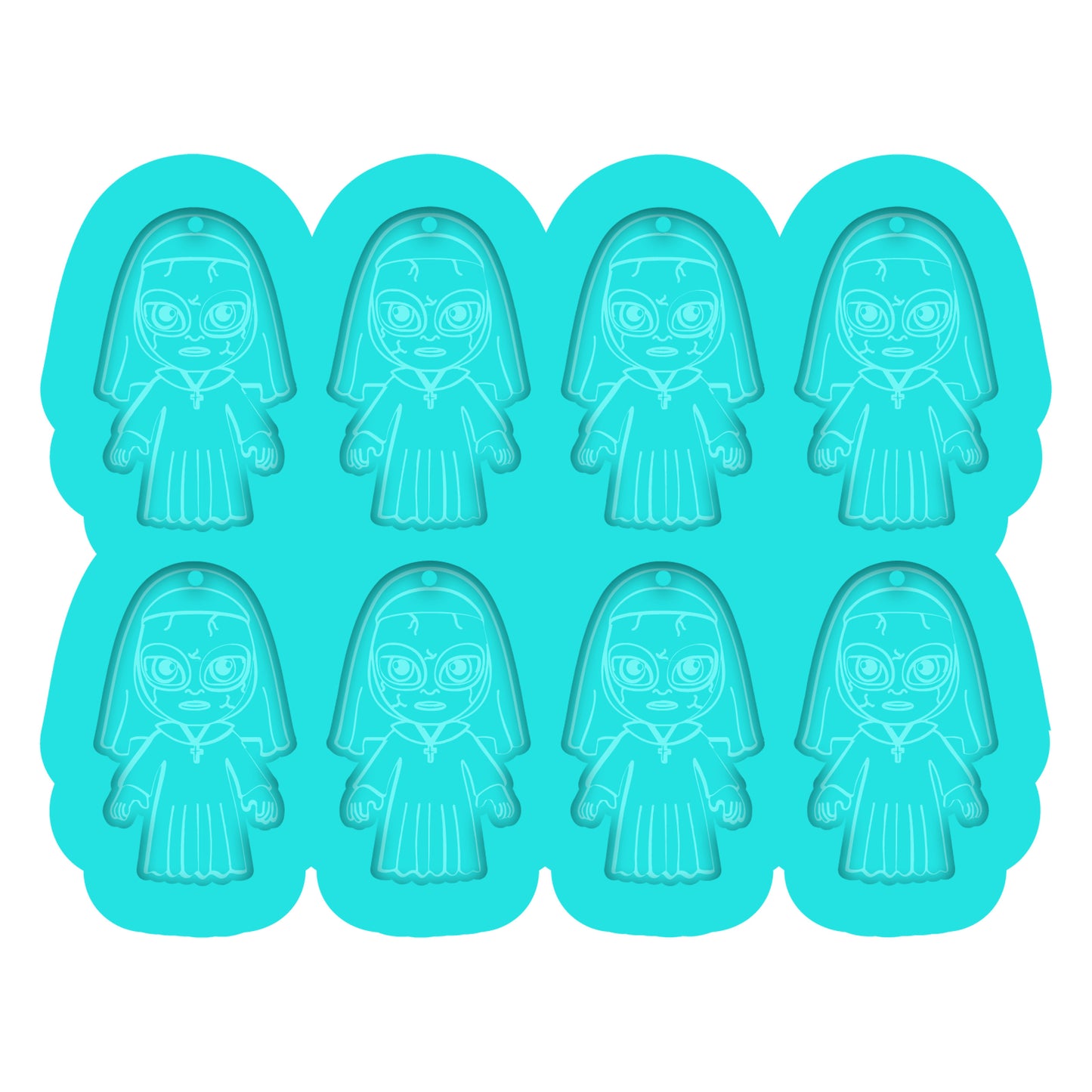 a set of six rubber molds of a cartoon character