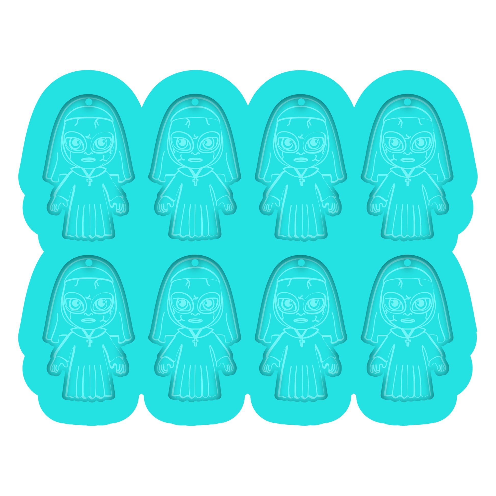 a set of six rubber molds of a cartoon character