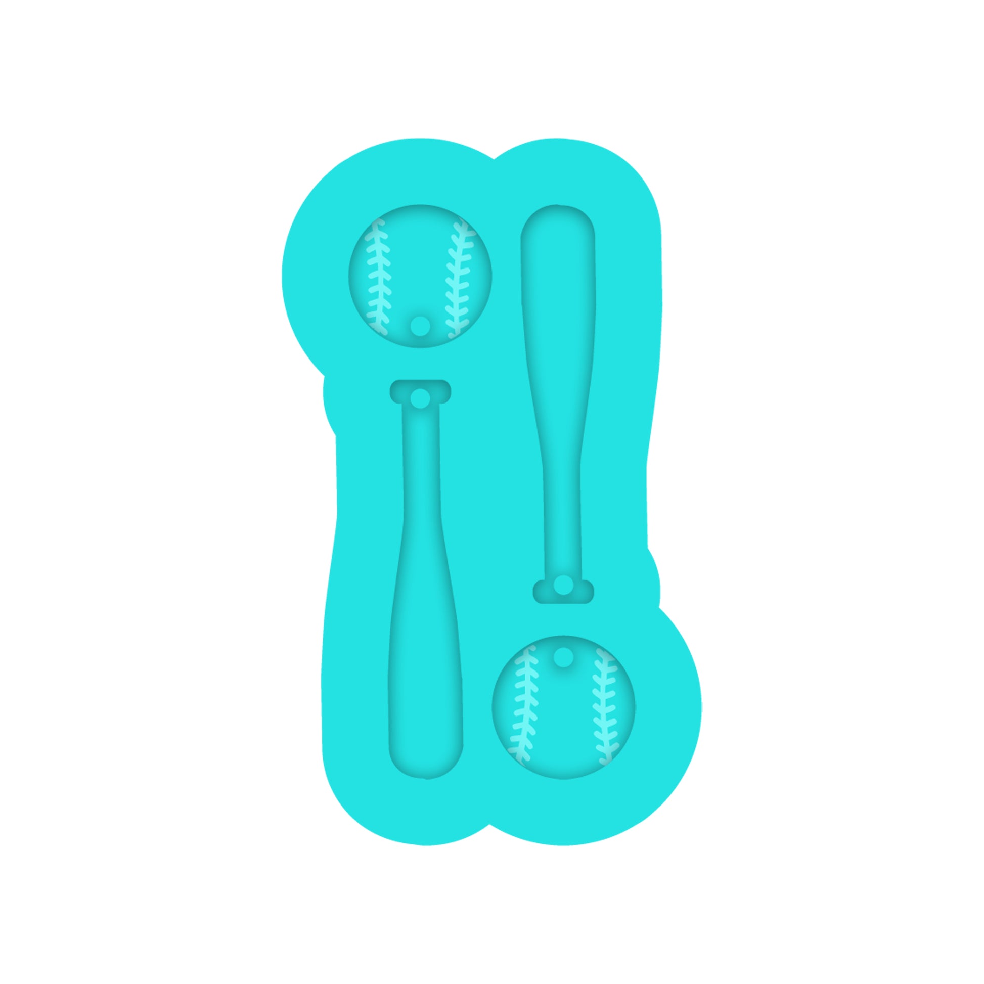 Baseball & Bat Dangle Earring Silicone Mold for Resin Jewelry Artists