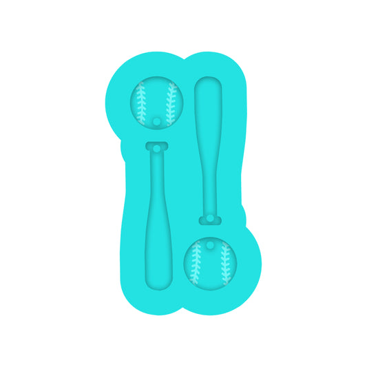 Baseball & Bat Dangle Earring Silicone Mold for Resin Jewelry Artists