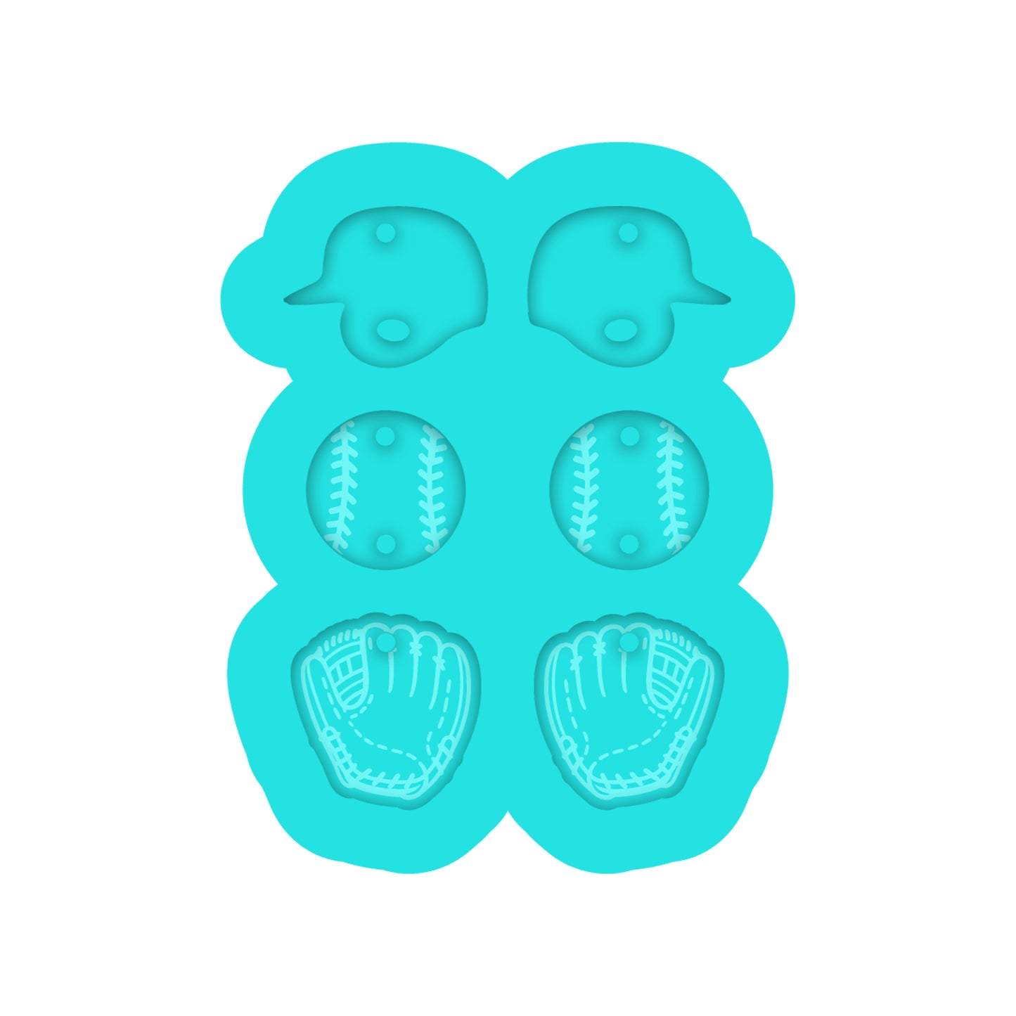 Baseball, Helmet & Glove Dangle Earring Silicone Mold for Resin Jewelry Artists