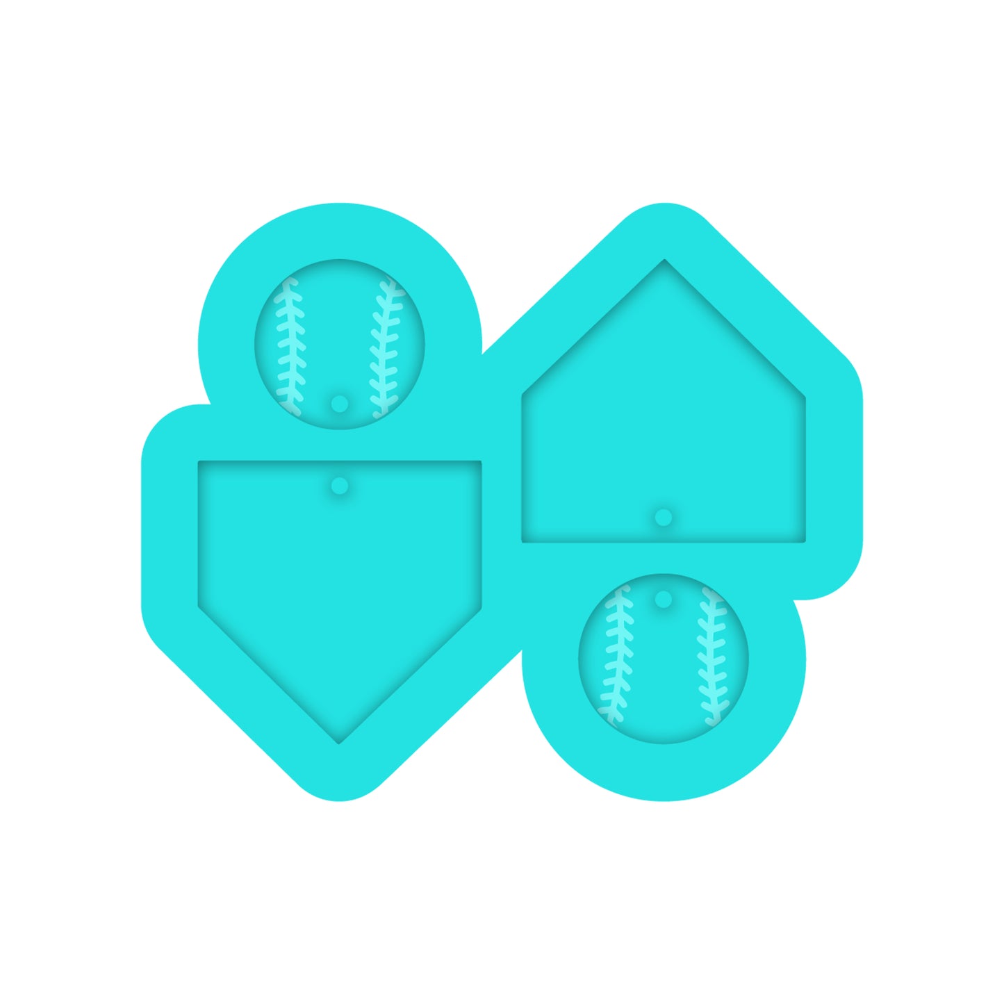 Baseball & Home Plate Dangle Earring Silicone Mold for Resin Jewelry Artists