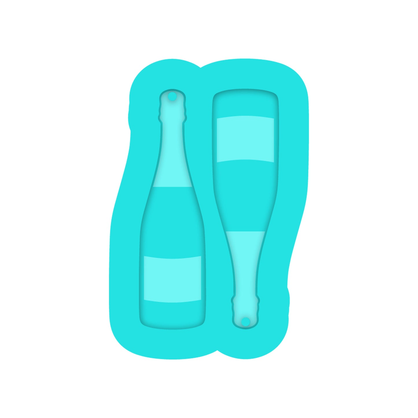 New Years Eve or Valentines Day Champagne Bottle Dangle Earring Silicone Mold for Resin Jewelry Artists.