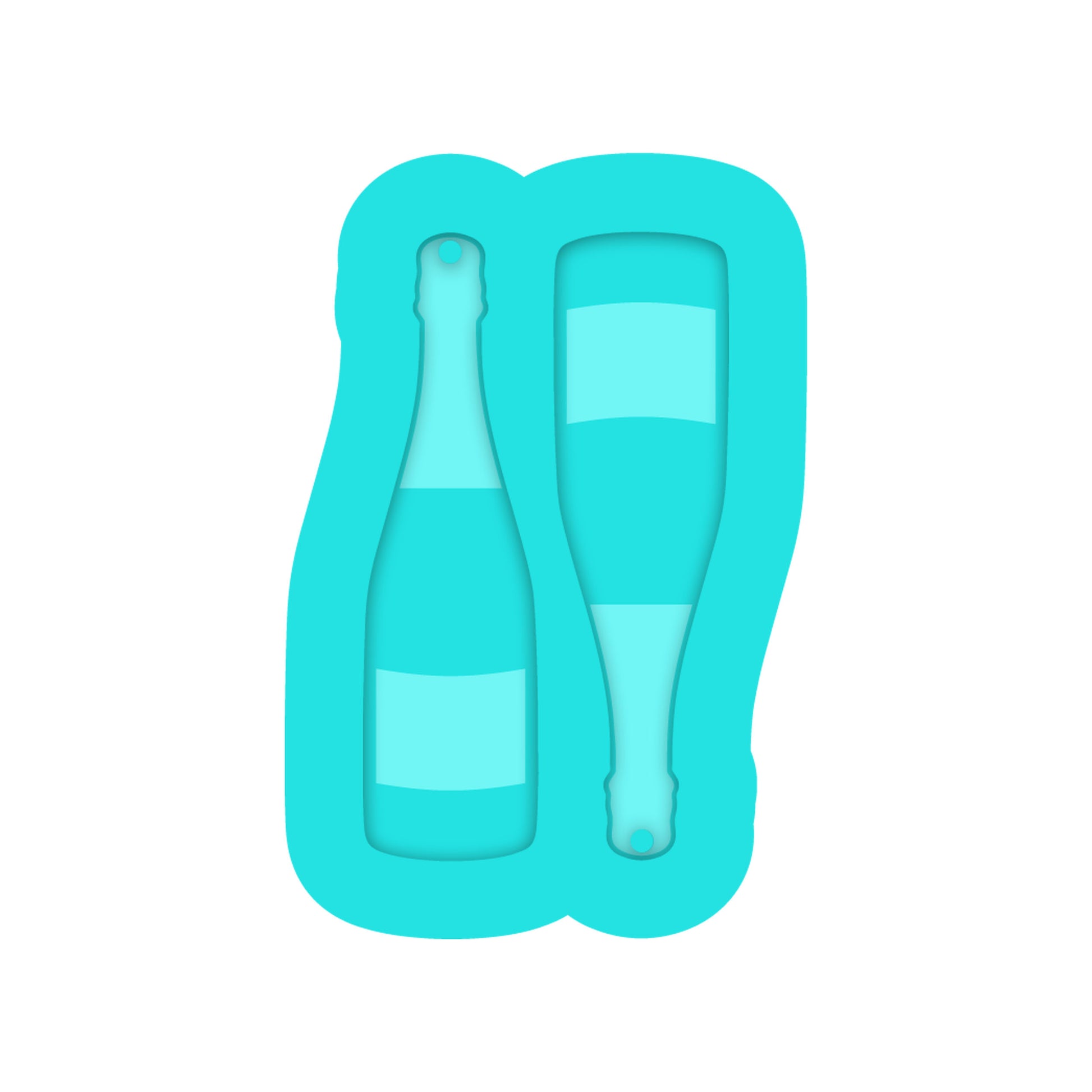 New Years Eve or Valentines Day Champagne Bottle Dangle Earring Silicone Mold for Resin Jewelry Artists.