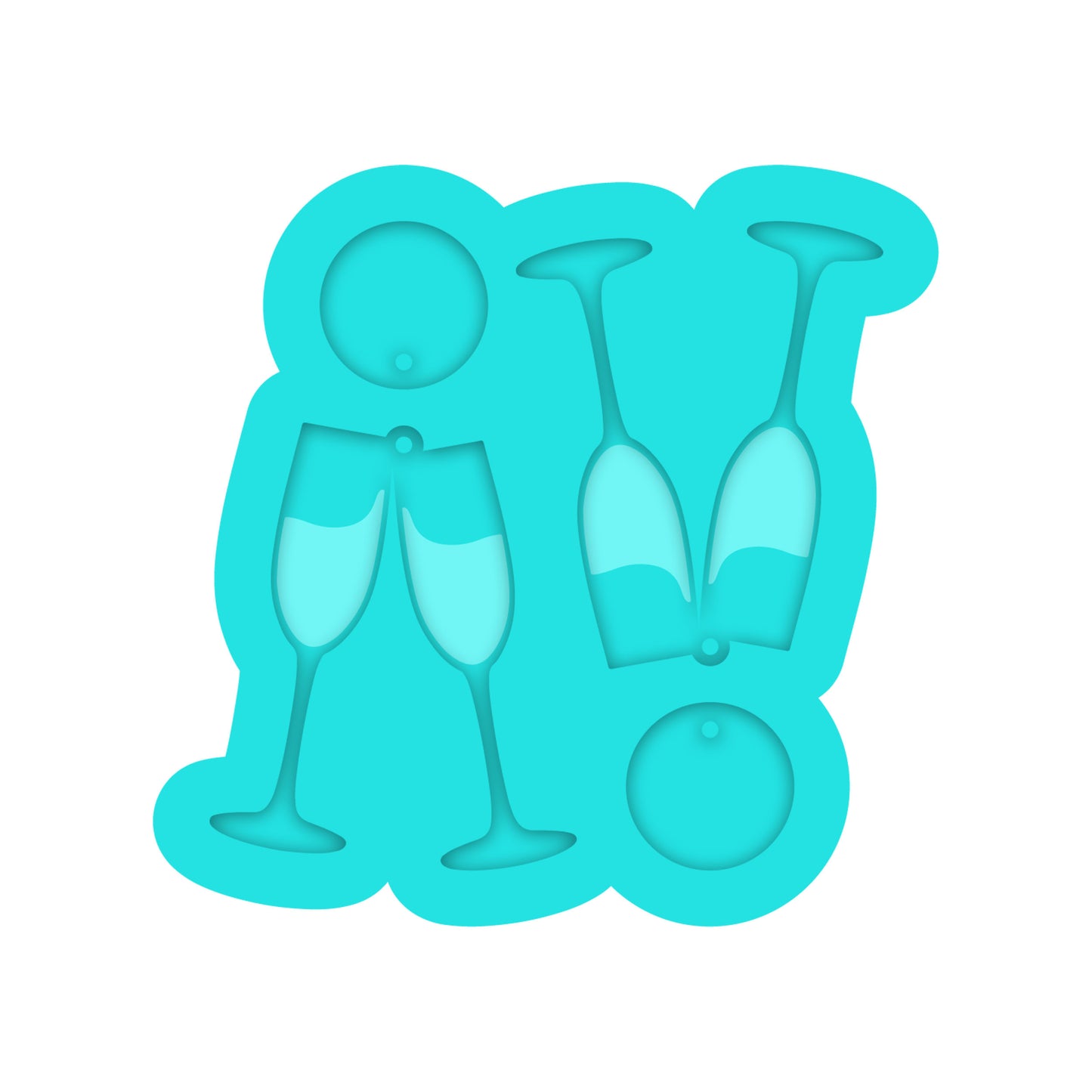 Champagne Glasses Dangle Earring Silicone Mold for Resin Jewelry Artists.