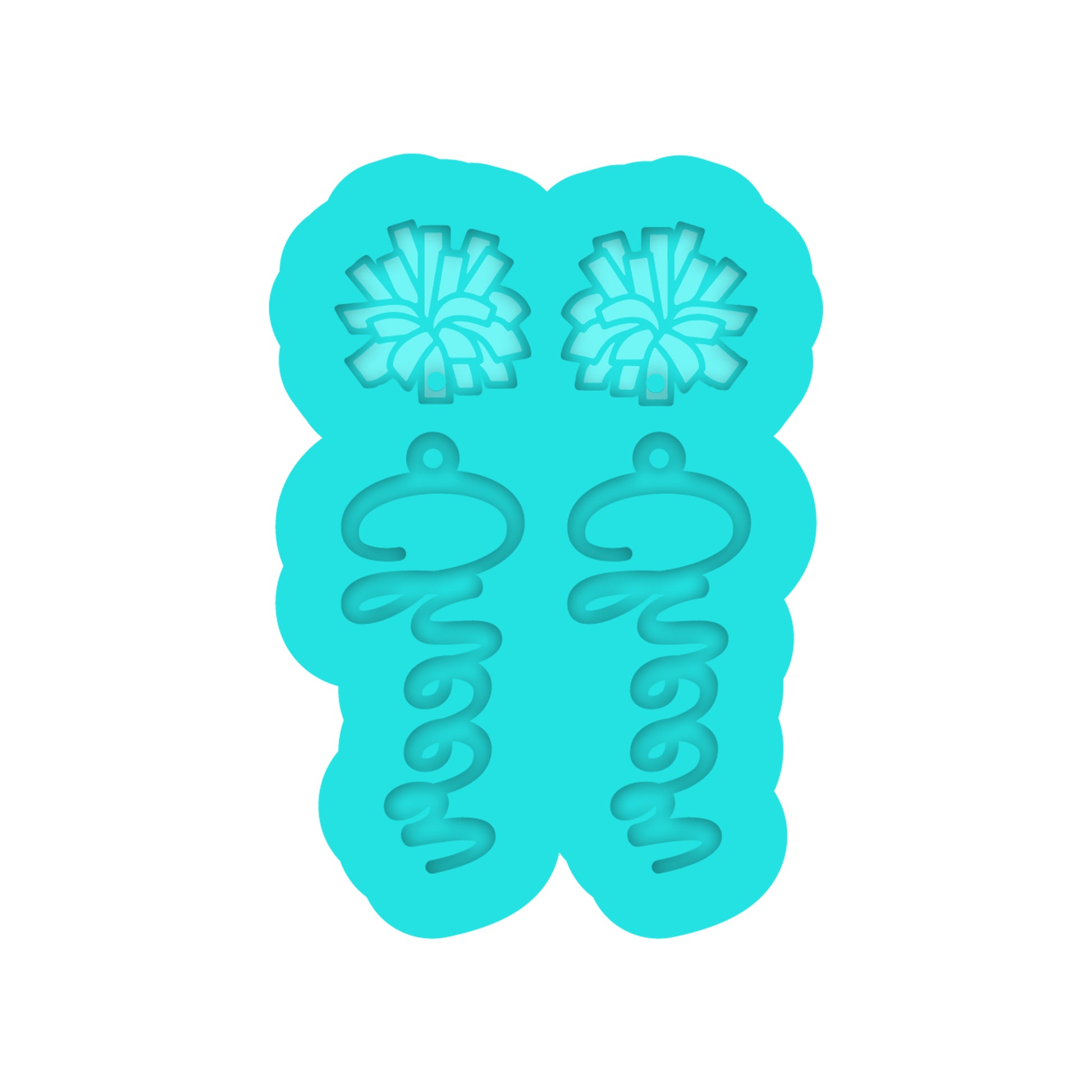 Cheer & Pom Poms Dangle Earring Silicone Mold for Resin Jewelry Artists