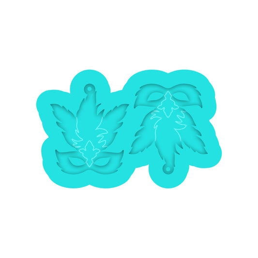 Mardi Gras Feather Mask Dangle Earring Silicone Mold for Resin Jewelry Artists.