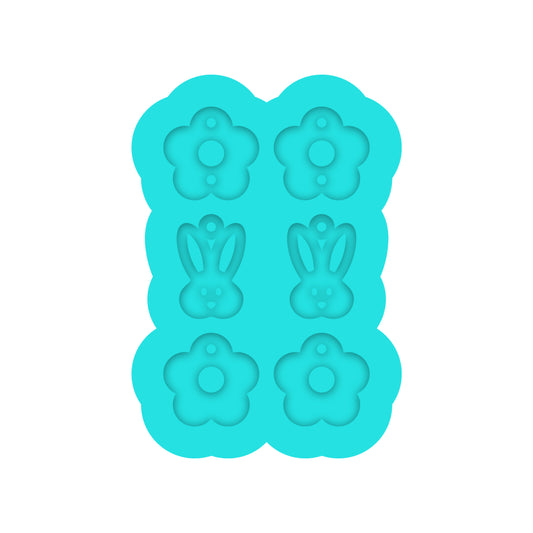 Easter Daisy & Bunny Dangle Earring Silicone Mold for Resin Jewelry Artists