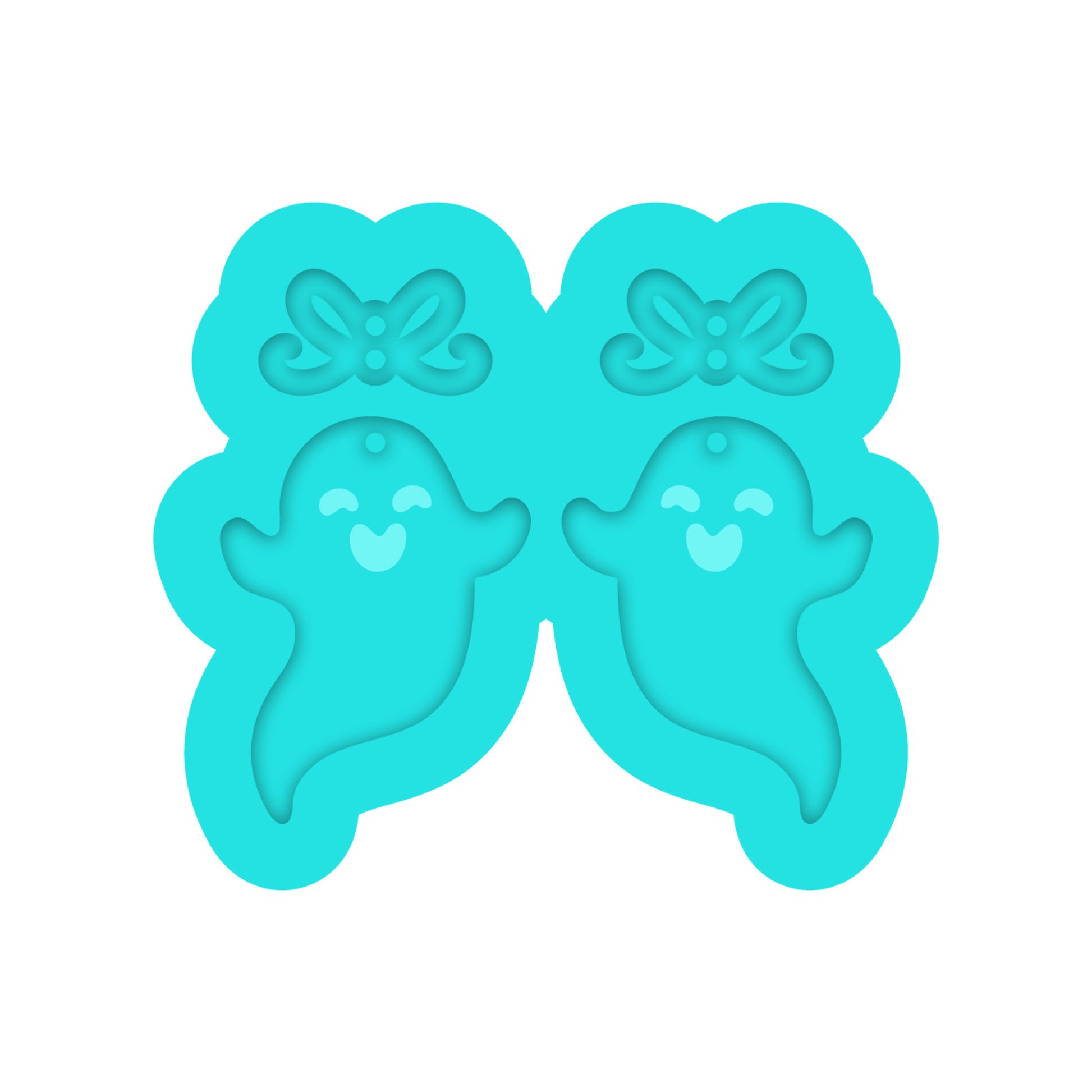 Halloween Ghost with Bow Dangle Earring Silicone Mold for Resin Jewelry Artists.
