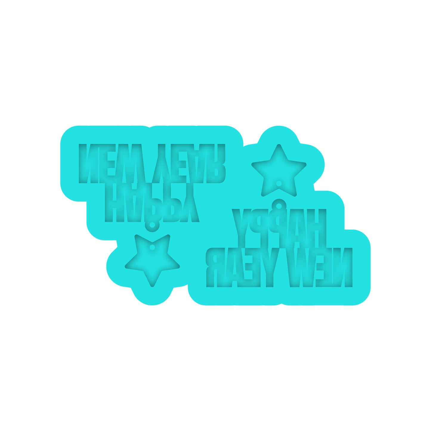 Happy New Year Dangle Earring Silicone Mold for Resin Jewelry Artists.