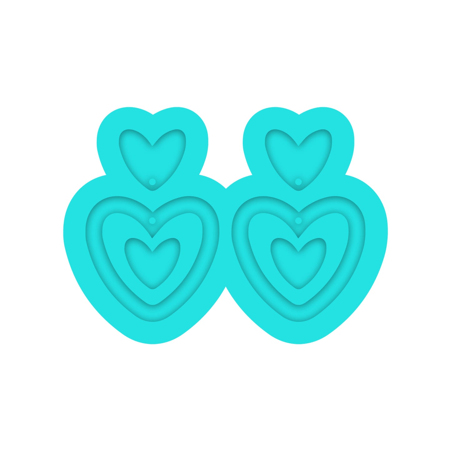 Valentine's Day Open Heart Dangle & Stud Earring Silicone Mold for Resin Jewelry Artists. 