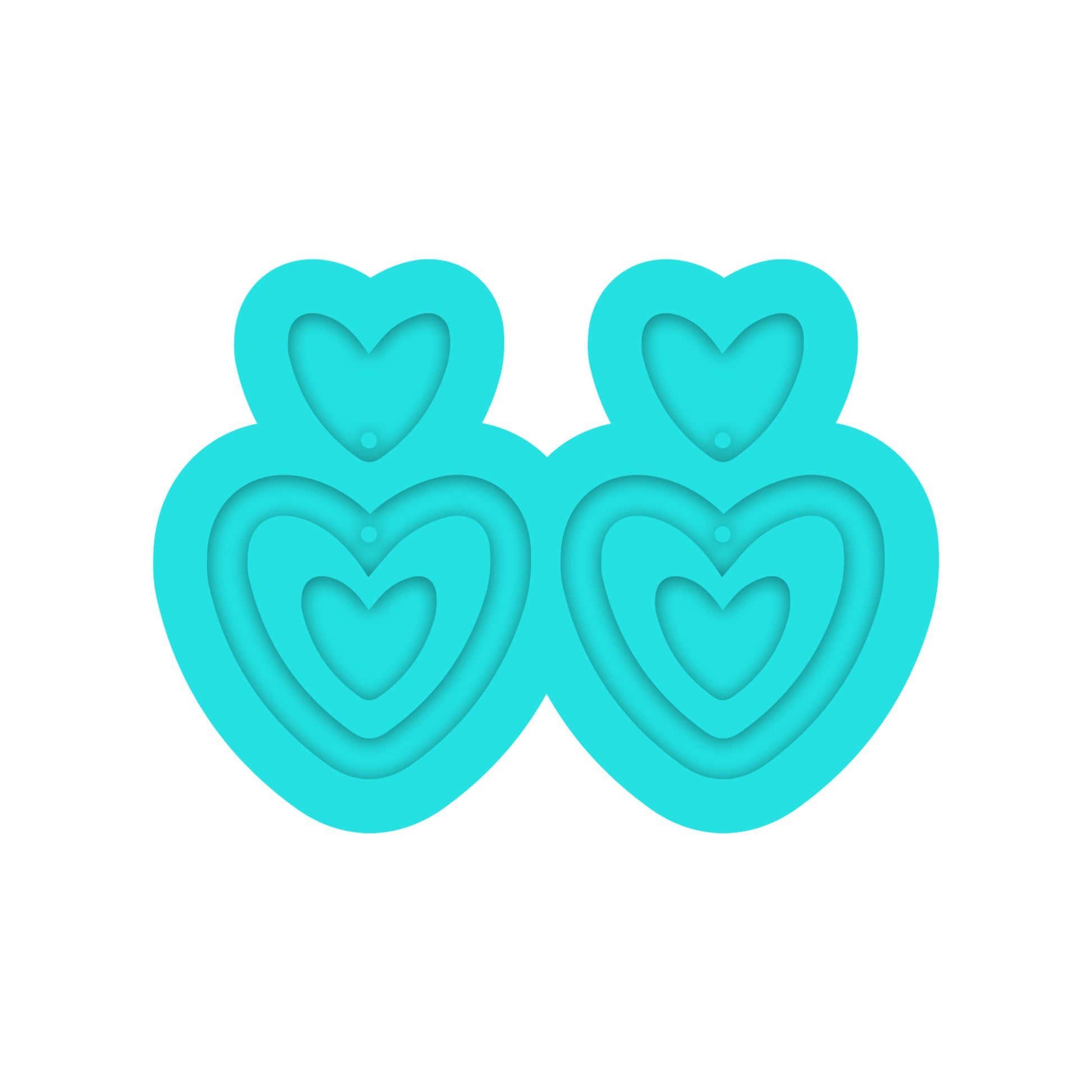 Valentine's Day Open Heart Dangle & Stud Earring Silicone Mold for Resin Jewelry Artists. 