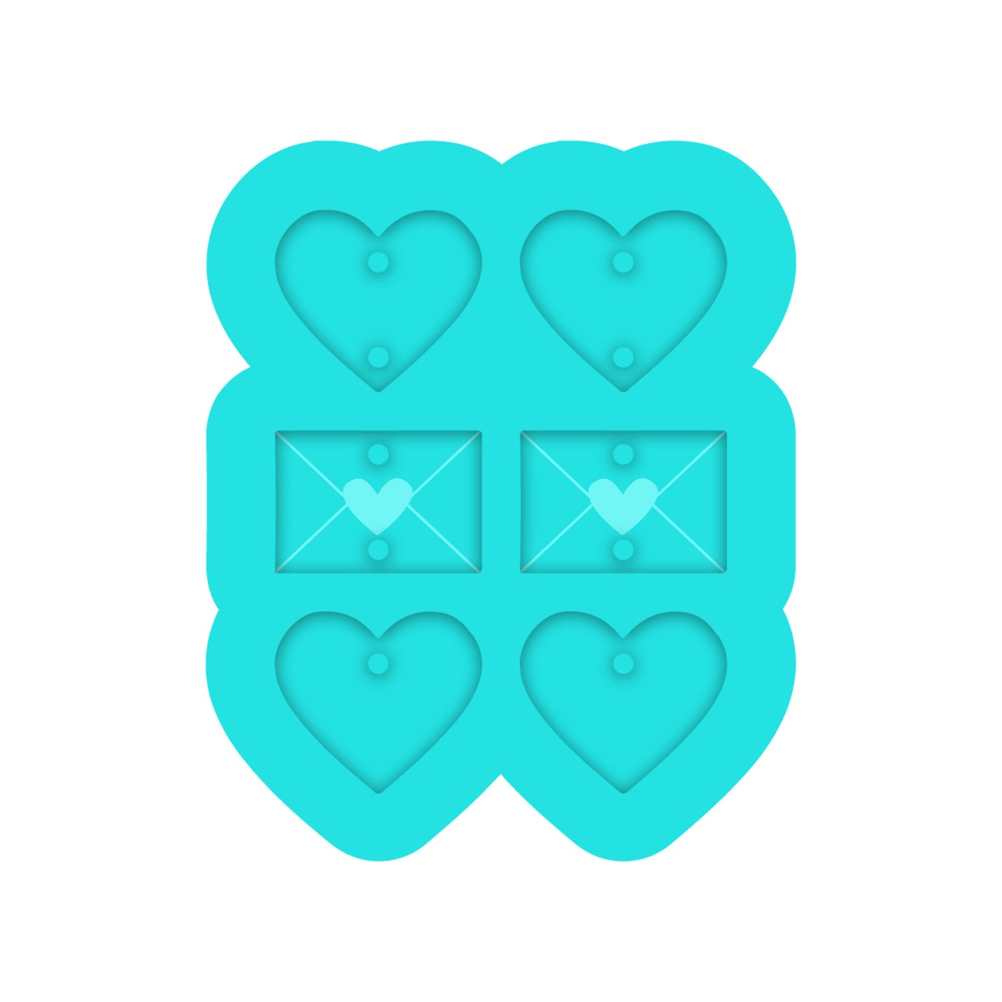 Valentine's Day Hearts & Love Letter Dangle Earring Silicone Mold for Resin Jewelry Artists.