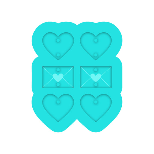 Valentine's Day Hearts & Love Letter Dangle Earring Silicone Mold for Resin Jewelry Artists.