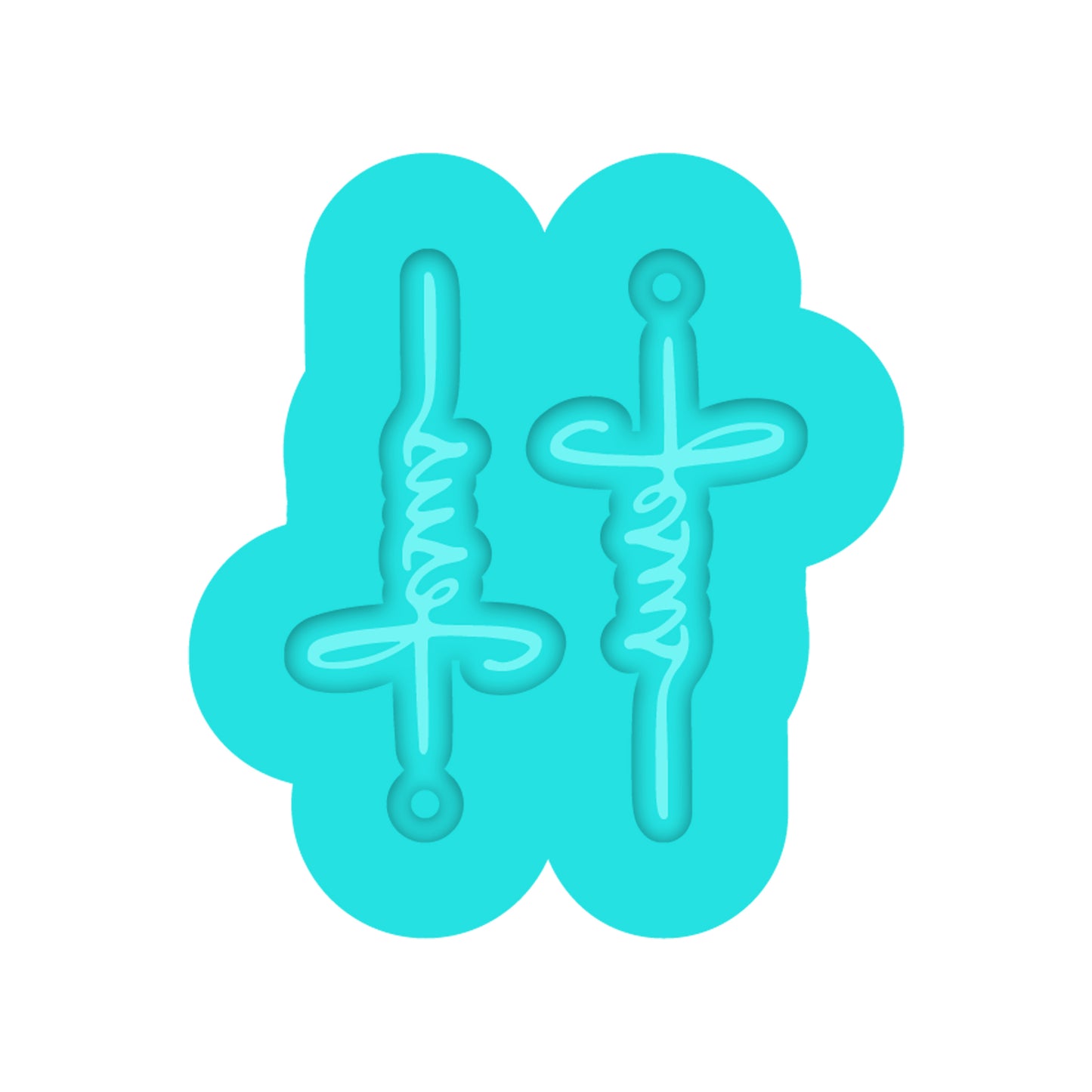 Christian Easter Jesus Cross Dangle Earring Silicone Mold for Resin Jewelry Artists