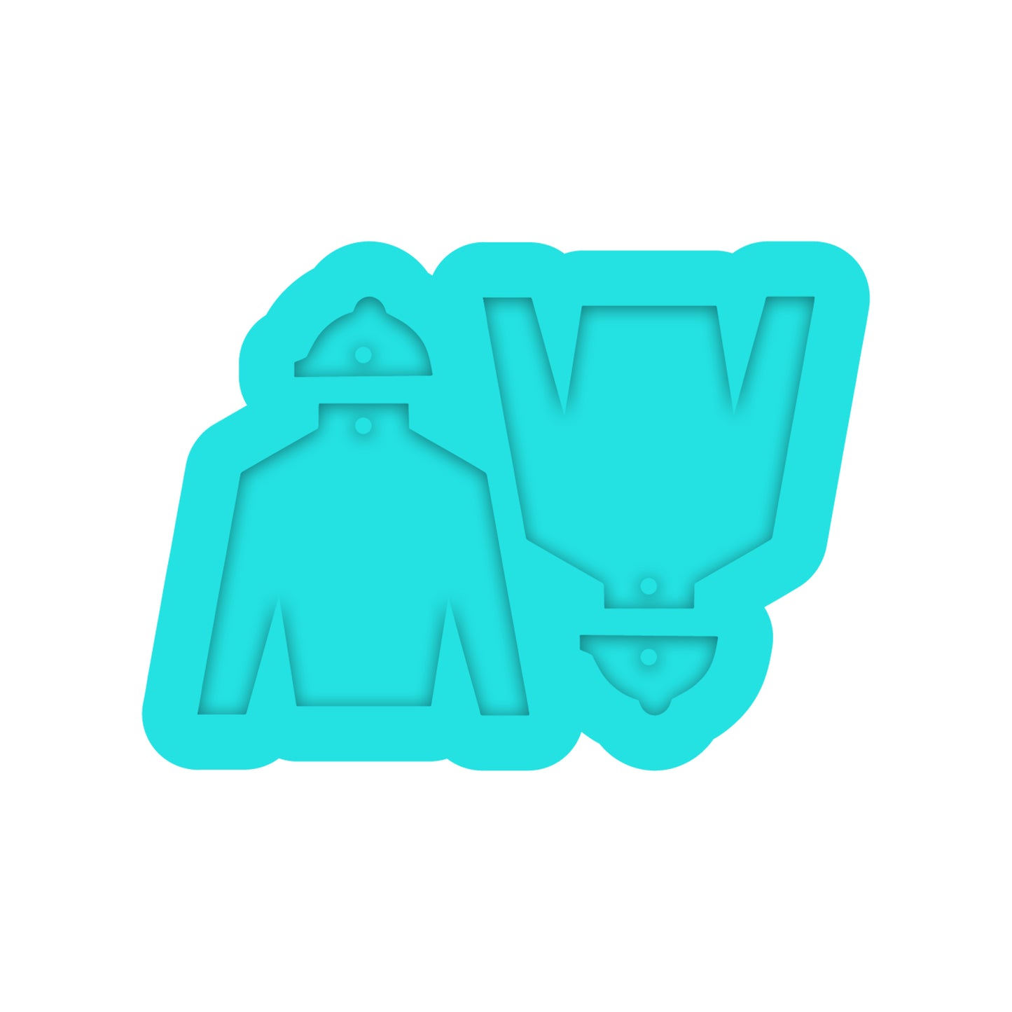 Jockey Silks & Hat Dangle Earring Silicone Mold for Resin Jewelry Artists