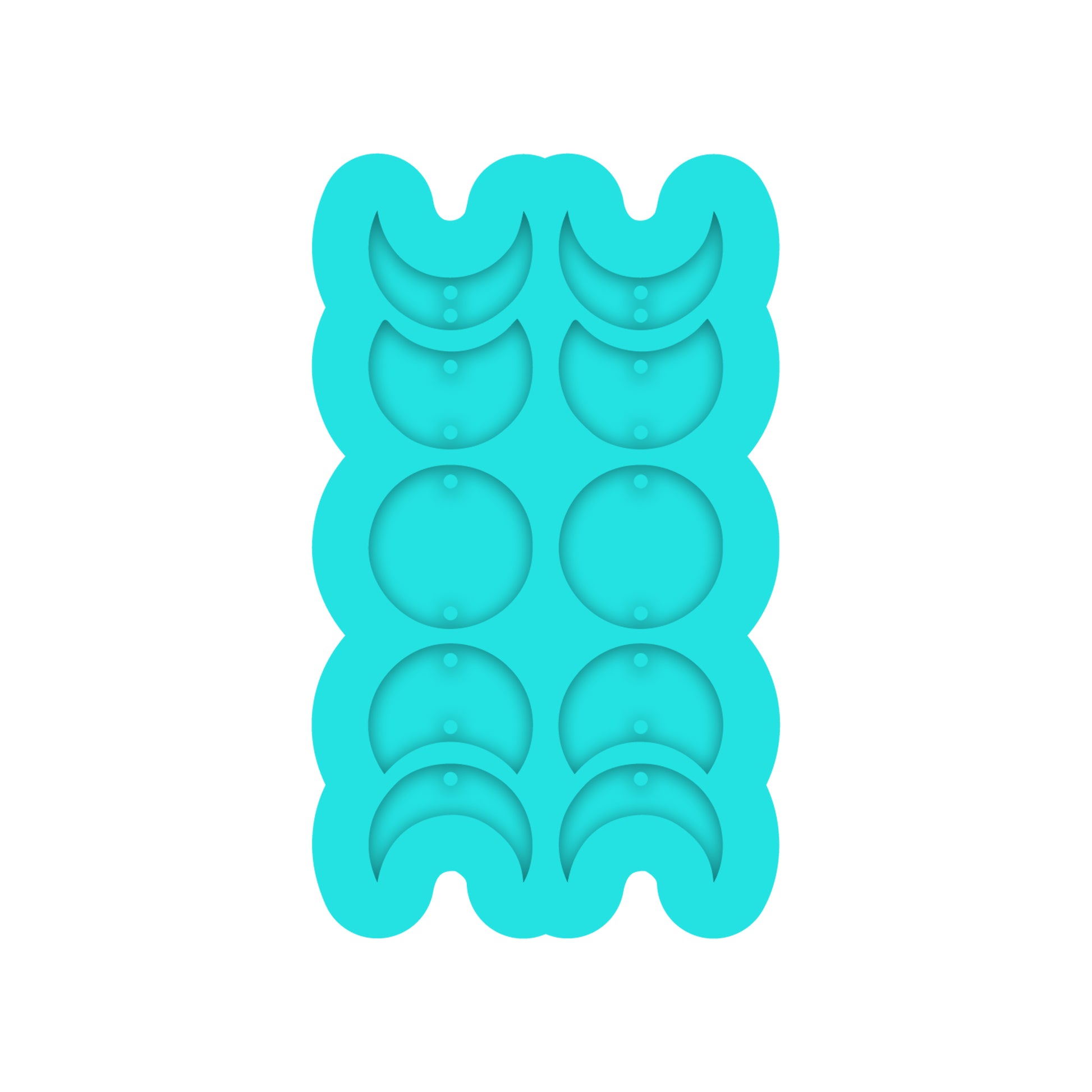 Moon Phase Dangle Earring Silicone Mold for DIY Resin Jewelry