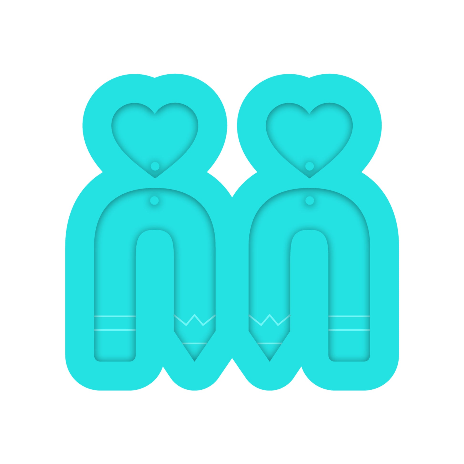 Teacher Pencil Arch Dangle Earring Silicone Mold for Resin Jewelry Artists