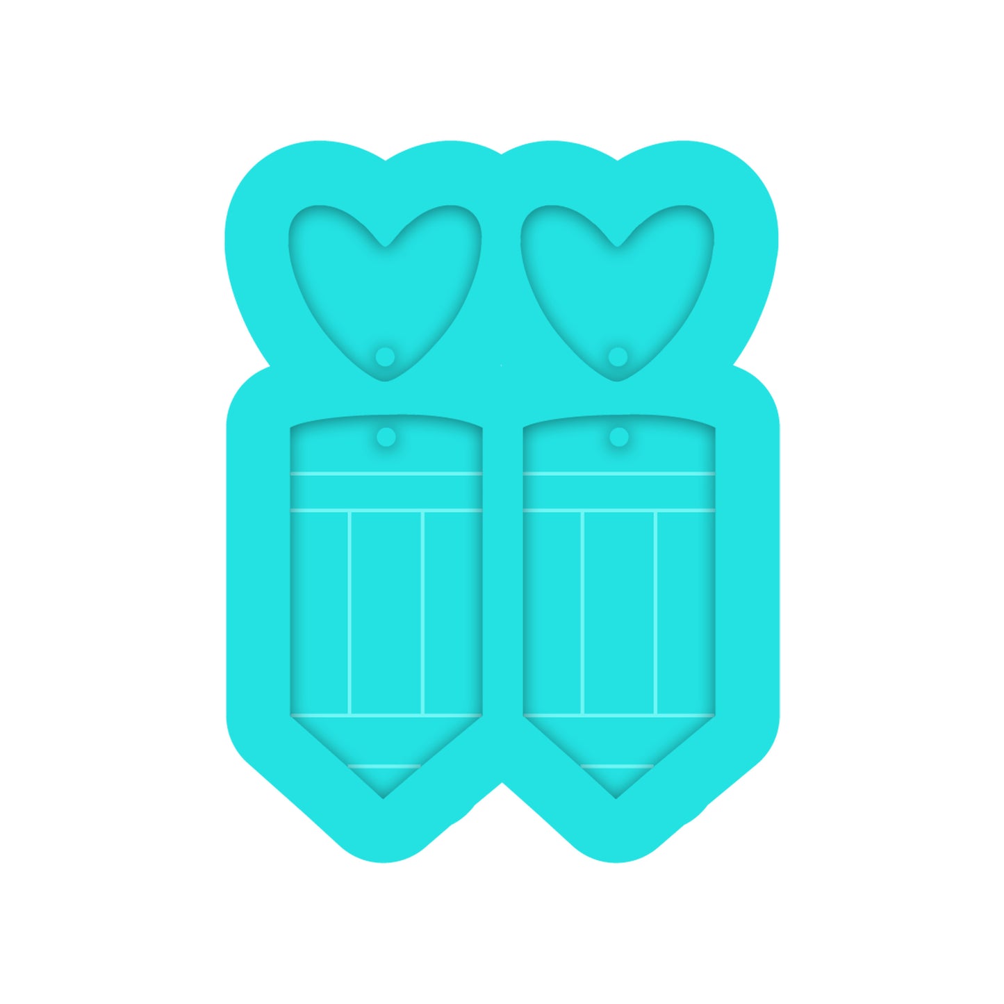 Teacher Pencil Dangle Earring Silicone Mold for Resin Jewelry Artists