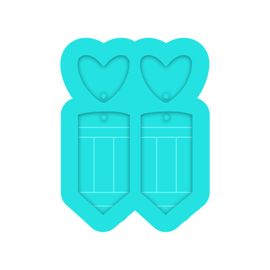 Teacher Pencil Dangle Earring Silicone Mold for Resin Jewelry Artists