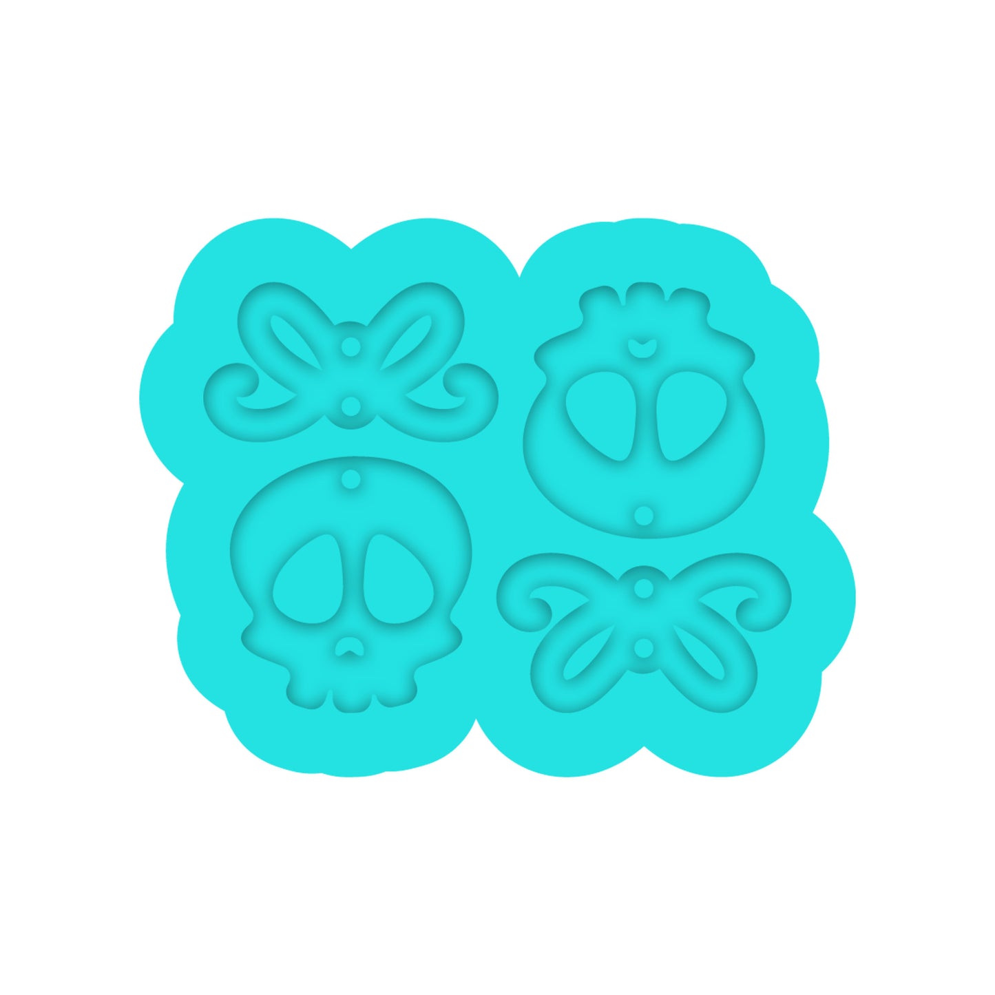 Halloween Skull with Bow Dangle Earring Silicone Mold for Resin Jewelry Artists