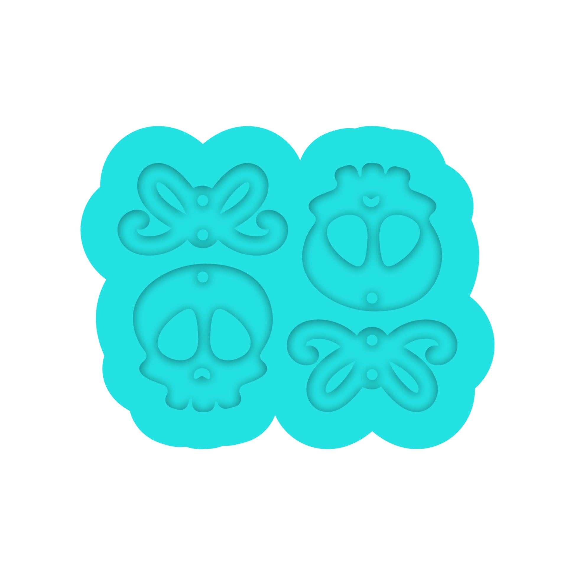 Halloween Skull with Bow Dangle Earring Silicone Mold for Resin Jewelry Artists