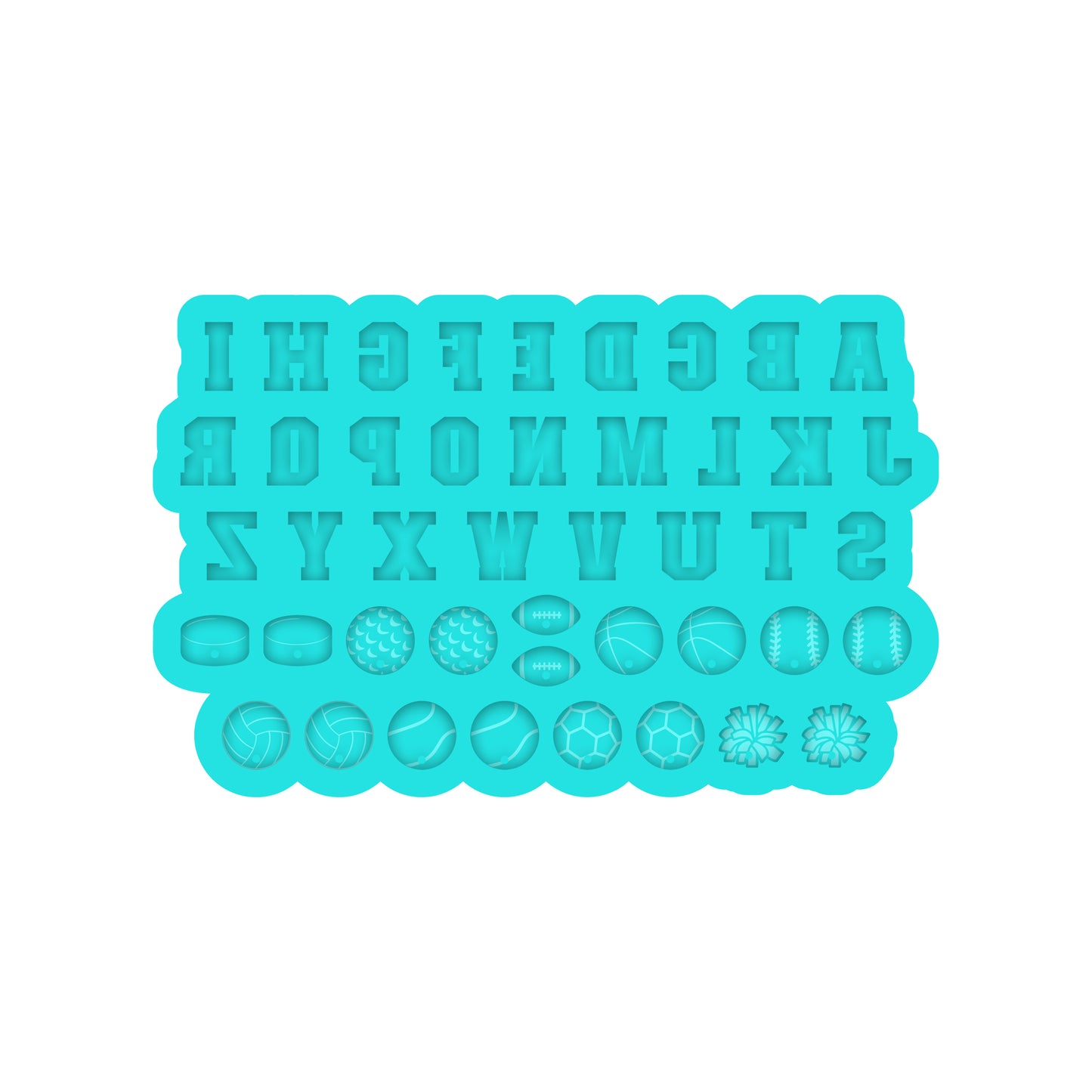 Sports Balls & Alphabet Dangle Earring Silicone Mold for Resin Jewelry Artists