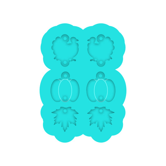 Thanksgiving Turkey, Pumpkin, Leaf Resin Earring Mold for Fall 