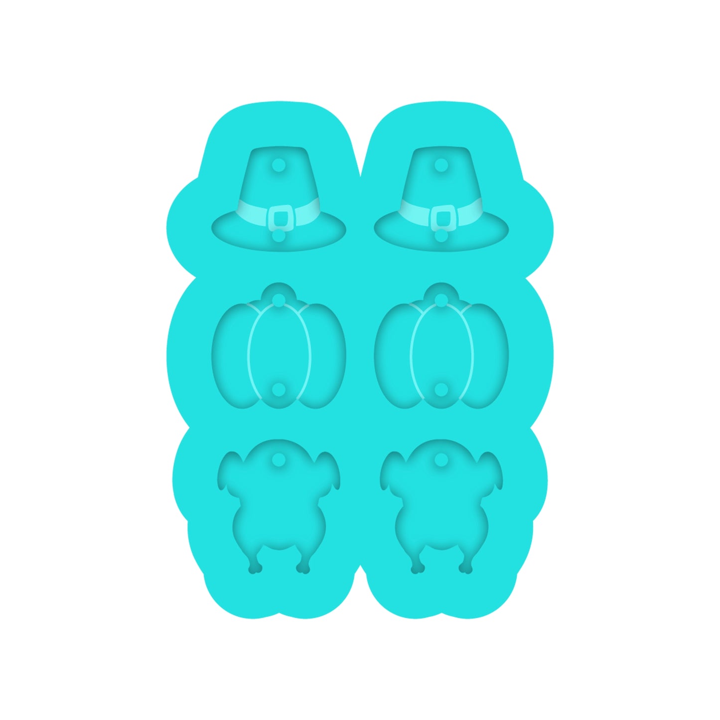 Pilgrim Hat, Pumpkin & Turkey Dangle Earring Silicone Mold for Thanksgiving Resin Jewelry