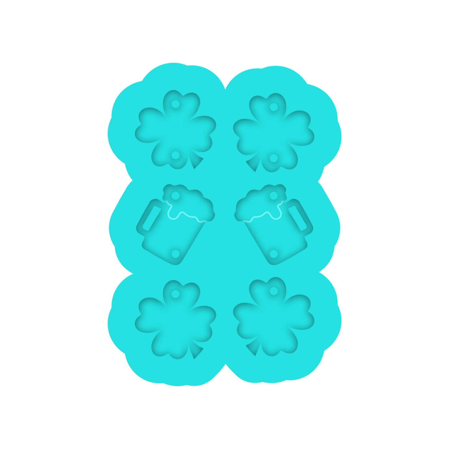 St. Patrick's Day Tiered Clover & Beer Mug Dangle Earring Silicone Mold for Resin Jewelry Artists