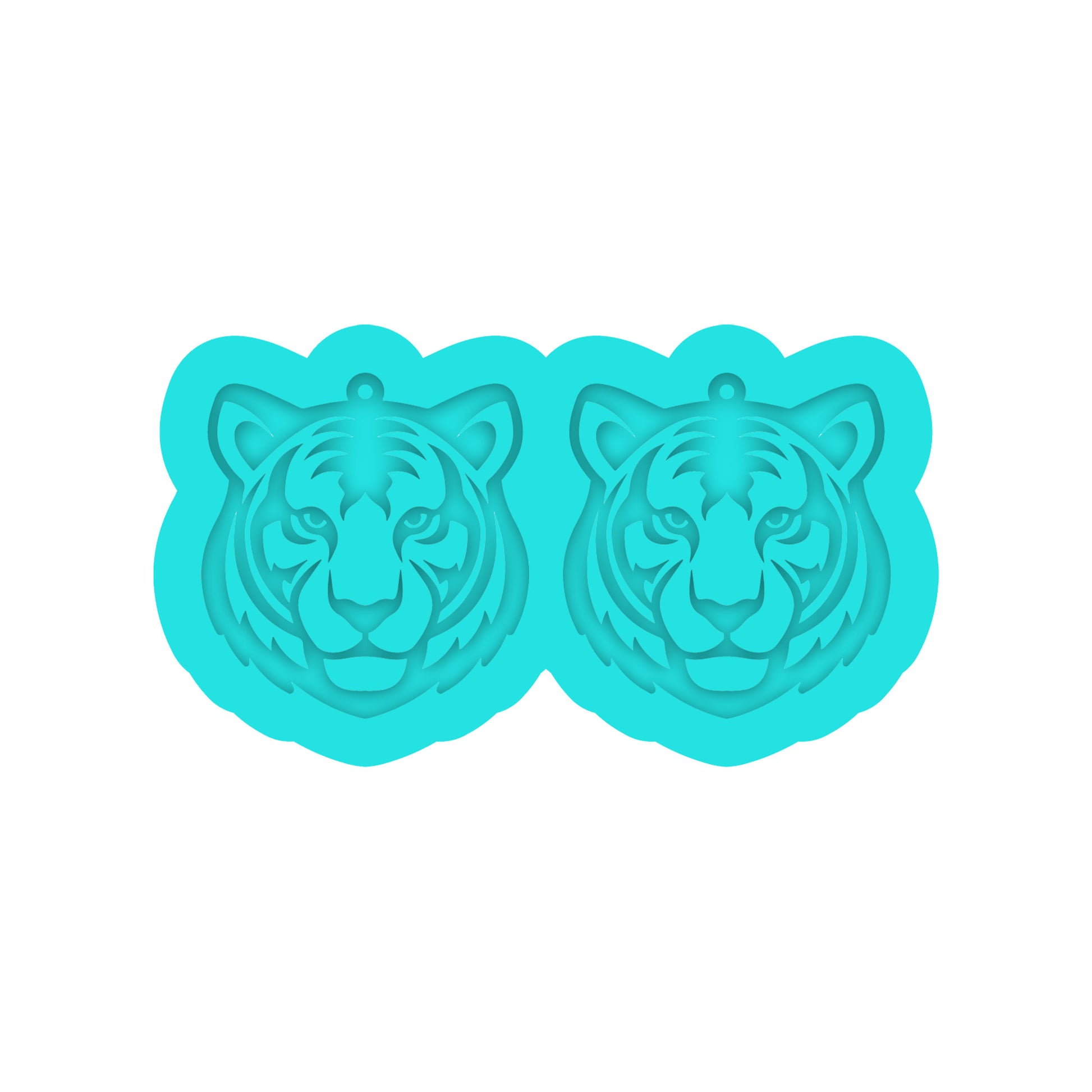 Tiger Head Dangle Earring Silicone Mold for Resin Jewelry Artists