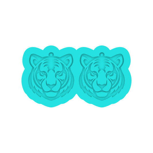 Tiger Head Dangle Earring Silicone Mold for Resin Jewelry Artists