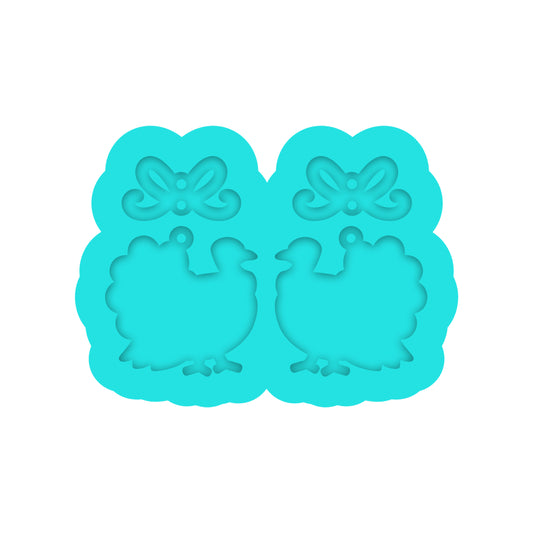 Thanksgiving Turkey with Bow Dangle Earring Silicone Mold for Resin Jewelry Artists