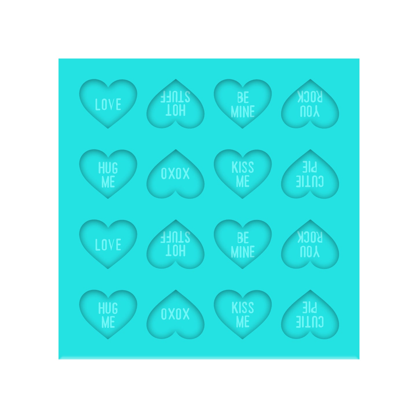 Valentine's Day Candy Hearts Silicone Mold for Resin Shaker Bits, Stud Earrings, Flatbacks, Charms & Pendants. 