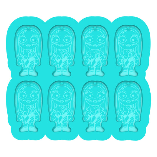 a set of six plastic molds with a cartoon character