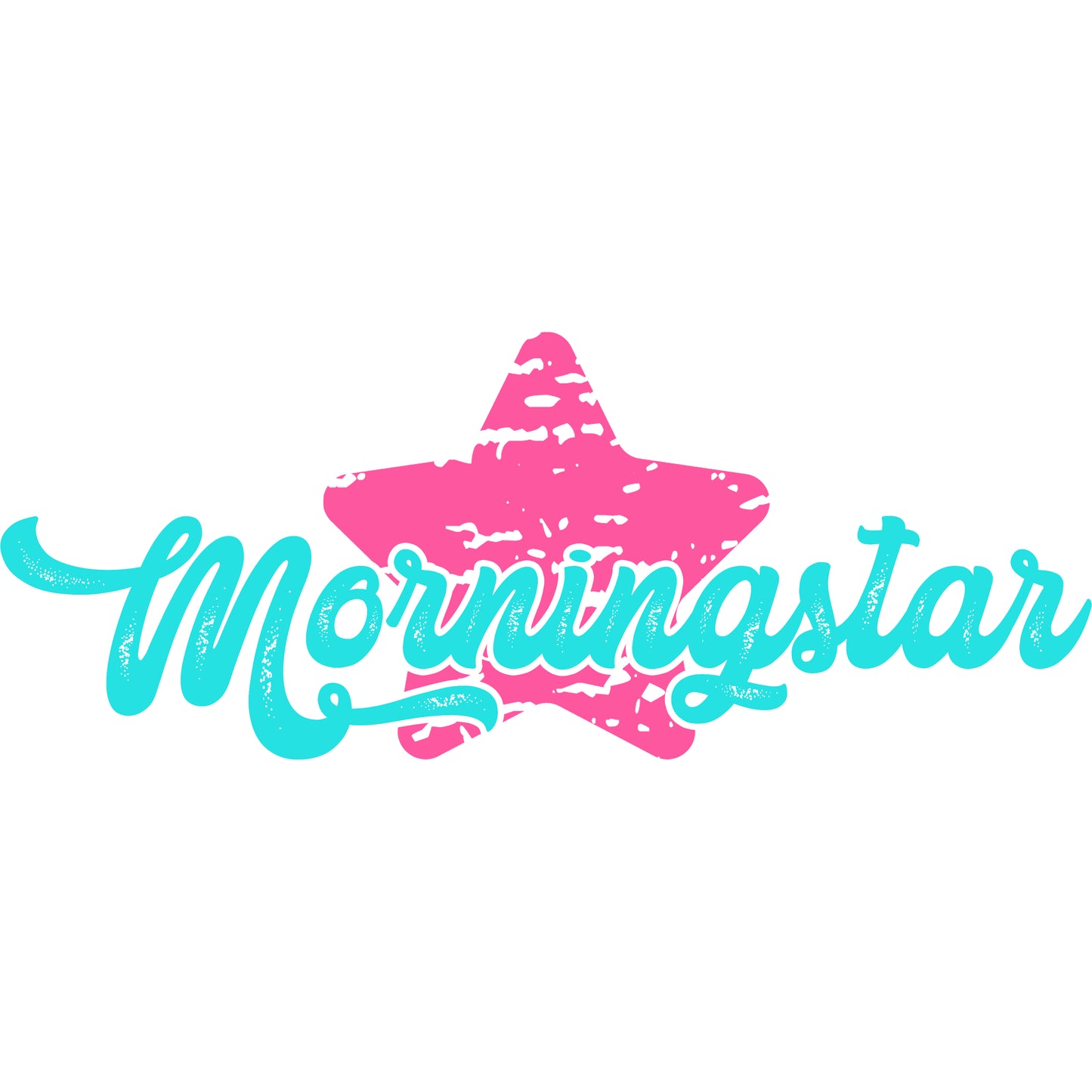 a pink and blue star with the words morningstar on it