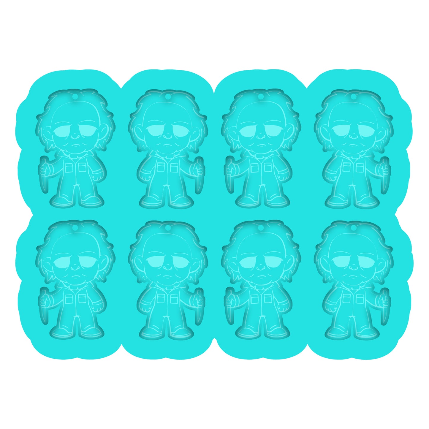 a set of six cartoon character ice trays